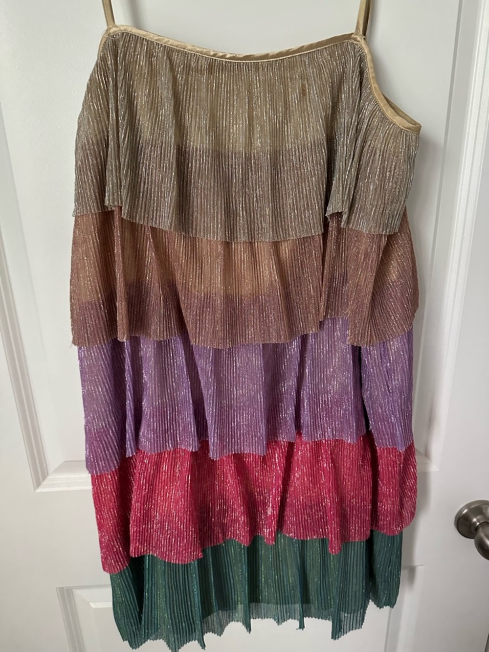 Tiered Metallic Rainbow mini Dress - Picture 3 of 6